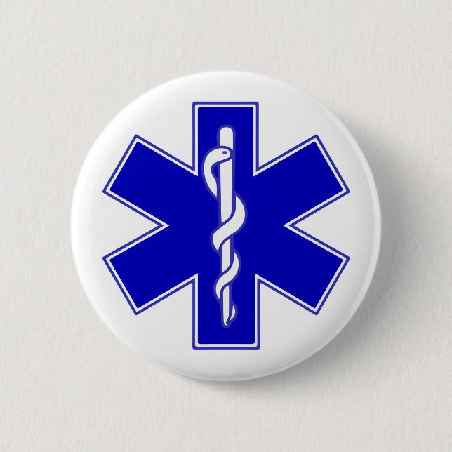 Star of Life symbol 2 Inch Round Button (Front)