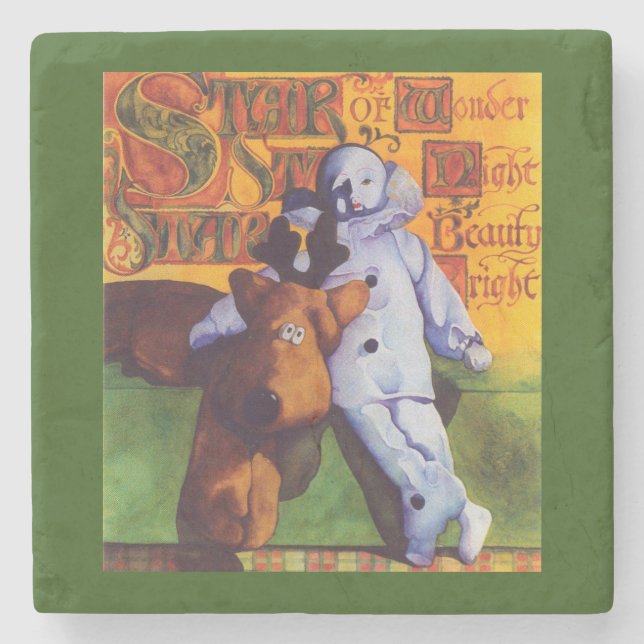 STAR OF WONDER Marble Stone Coaster / Green (Front)