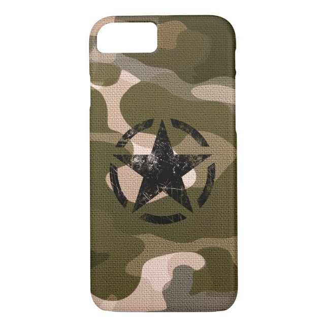 Star on Burlap style iPhone Case (Back)