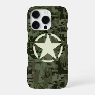 Star on Deep Woods Camo Background iPhone 16 Pro Case