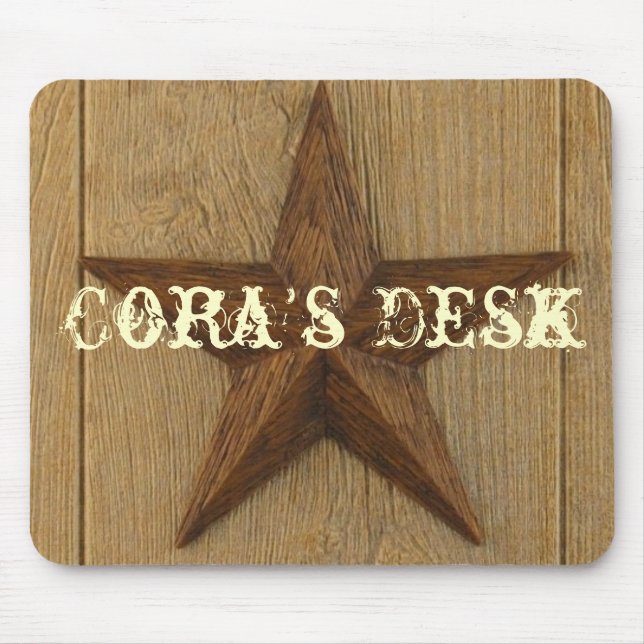 star on wood, Cora's Desk Mouse Pad (Front)