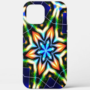 Star or flower cracking metallic armour, blue matt iPhone 12 pro max case