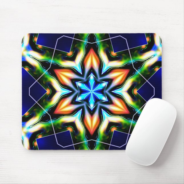 Star or flower cracking metallic armour, blue matt mouse pad (With Mouse)