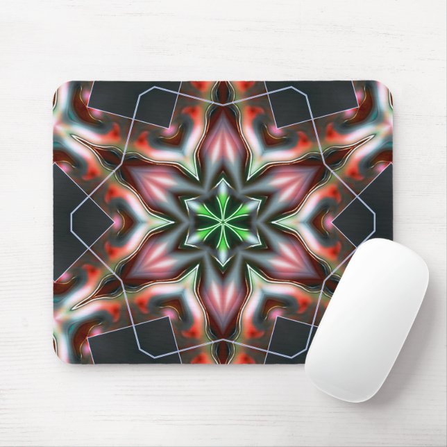 Star or flower cracking metallic armour, red matte mouse pad (With Mouse)