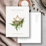 Star Ornament Pine Branch Fauna Merry Christmas Holiday Postcard<br><div class="desc">If you need any further customisation please feel free to message me on yellowfebstudio@gmail.com.</div>