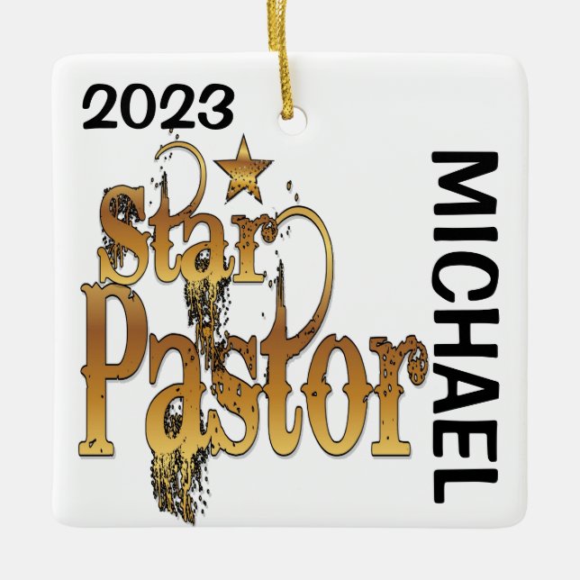 Star Pastor CUSTOM Ceramic Ornament (Front)