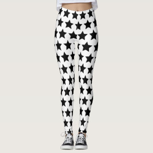 Star Pattern Black And White Leggings