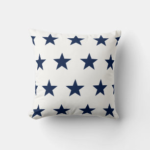 Star Pattern, Blue and White, Nautical Throw Pillow