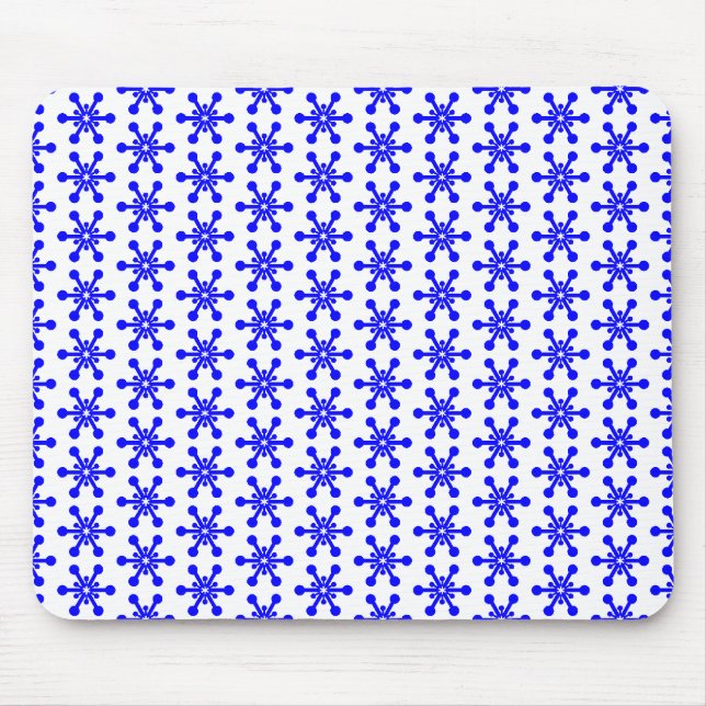 Star Pattern - Blue on White Mouse Pad (Front)