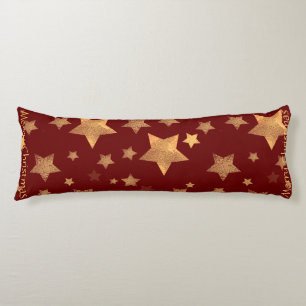 Star Pattern Gold Red Elegant Modern Christmas Body Pillow