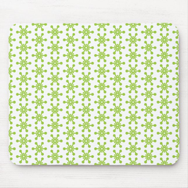Star Pattern - Green on White Mouse Pad (Front)