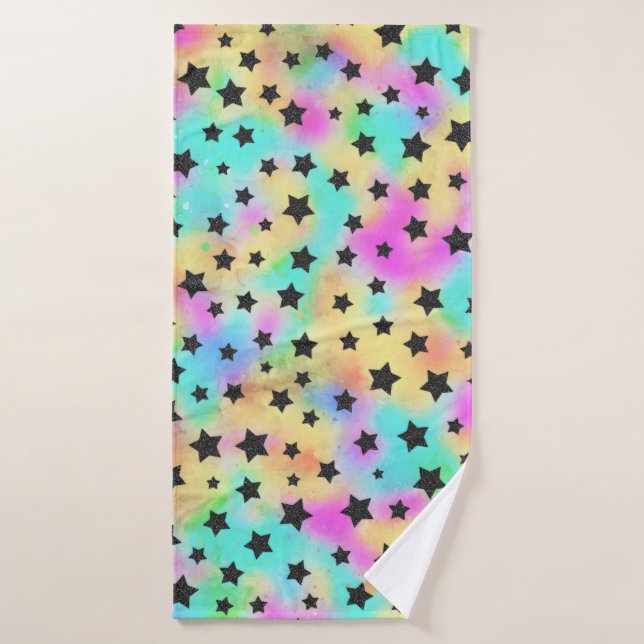 Star Pattern In 80s Colours Bath Towel (Bath Towel)