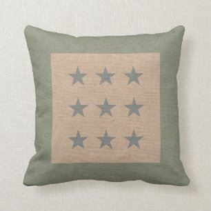 Star Pattern in Seafoam Green and Beach Blue Throw Pillow