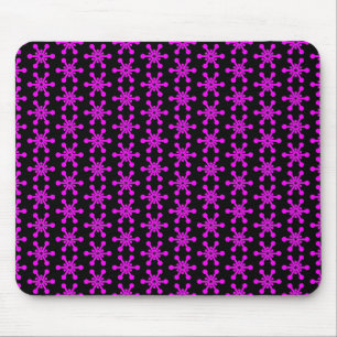 Star Pattern - Magenta on Black Mouse Pad