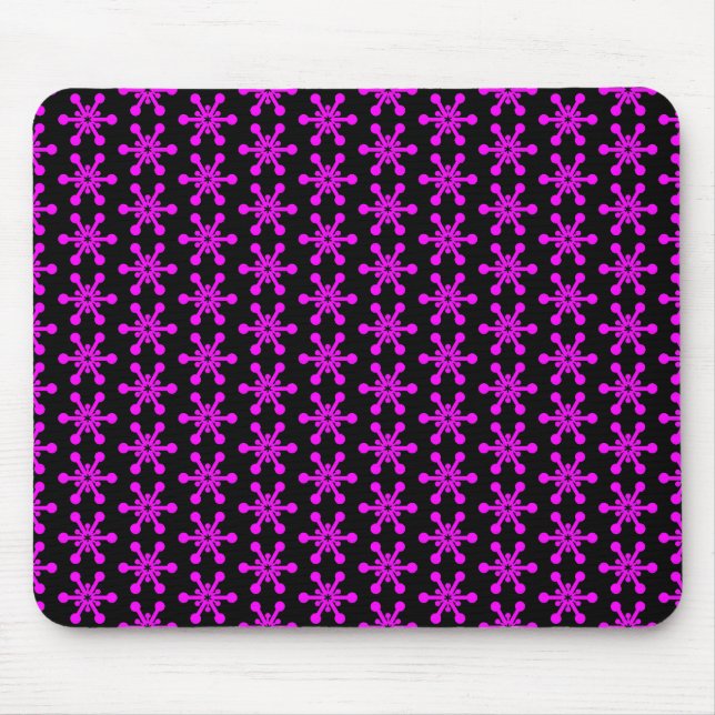 Star Pattern - Magenta on Black Mouse Pad (Front)