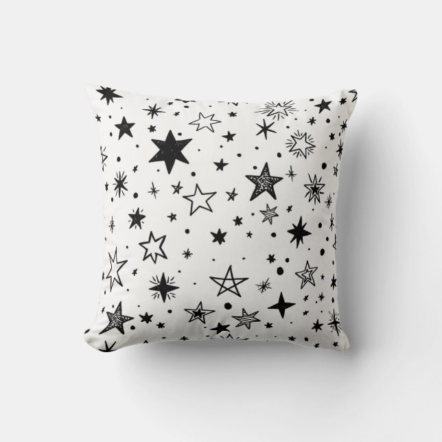 Star pattern on a white background throw pillow (Front)