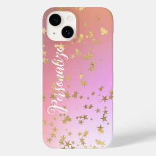 Star pattern peach purple gold gradient Case-Mate iPhone 14 case