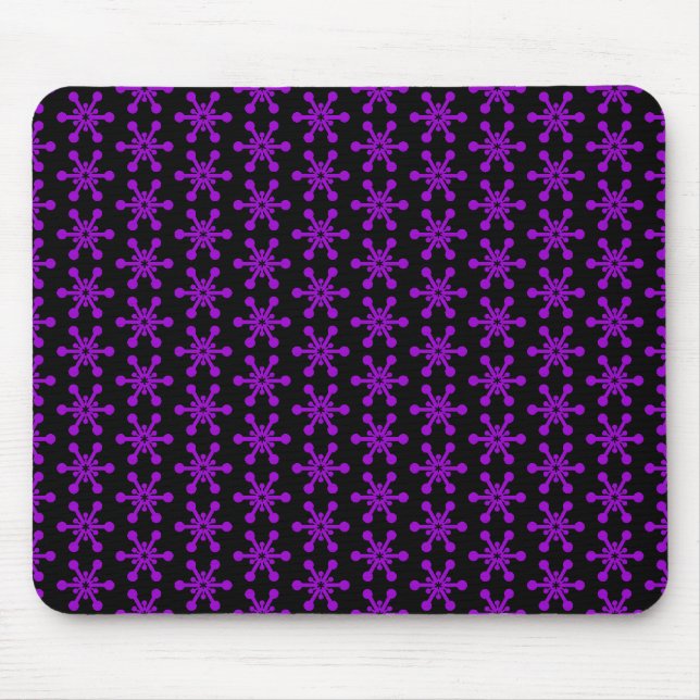 Star Pattern - Purple on Black Mouse Pad (Front)