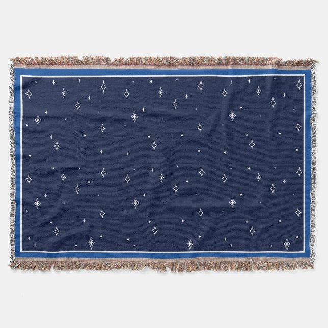 Star Pattern Throw Blanket - Blue (Front)