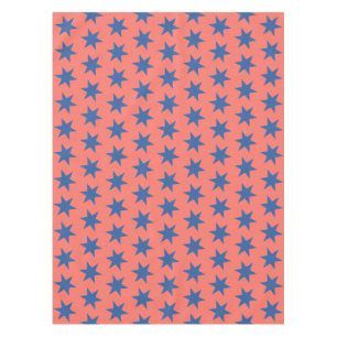 Star Pattern Trending Colours Coral Blue Tablecloth