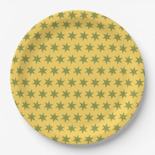 Star Pattern Trending Colours Gold Green Yellow Paper Plate