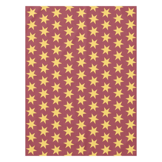 Star Pattern Trending Colours Maroon Gold Tablecloth (Front)
