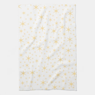 Star Pattern, White and Non-metallic Gold Colour. Kitchen Towel