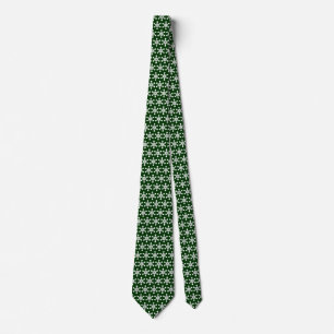 Star Pattern - White on Dark Green 003300 Tie