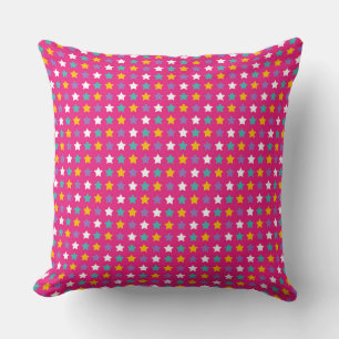 Star Pattern: White, Orange, and Teal Star Throw Pillow