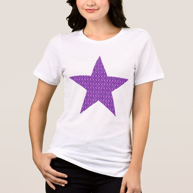 Star patterned in diamonds - violet and orchid Tri-Blend shirt (Front)
