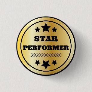 Star Performer Employee Recognition Gold 1 Inch Round Button