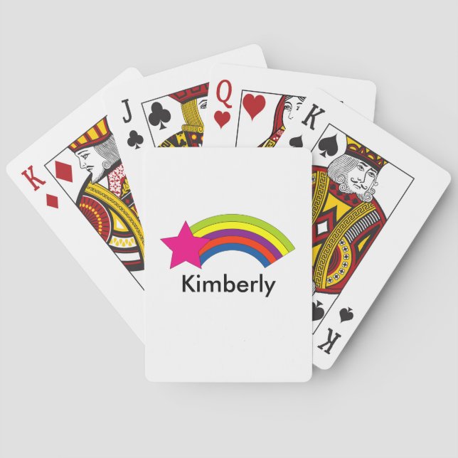 Star Pink and Rainbow Colourful Personalize Playing Cards (Back)