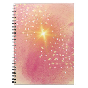 Star Pink Orange Yellow Watercolor Ombre Notebook