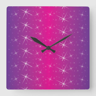Star Pink Pattern Square Wall Clock