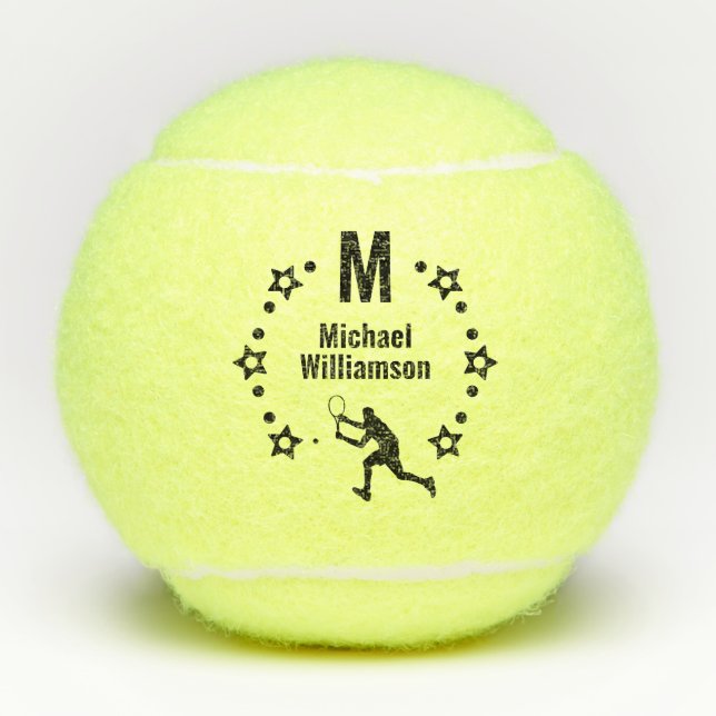 Star Player Monogrammed Tennis Balls (Front)