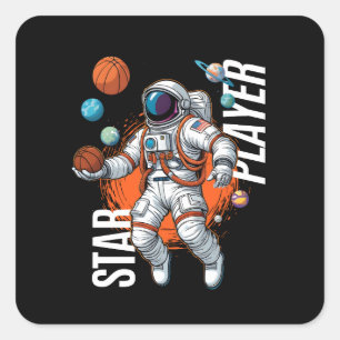 Star Player - Space Basketball Vibes Baby Bib Square Sticker