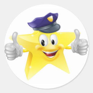 Star policeman cartoon classic round sticker