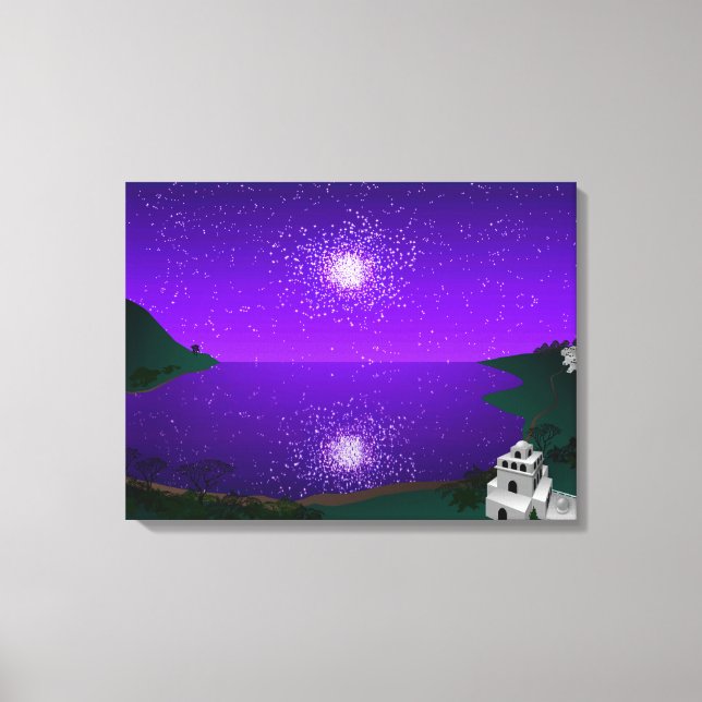 "Star Port" - Star Cluster over Alien Landscape Canvas Print (Front)