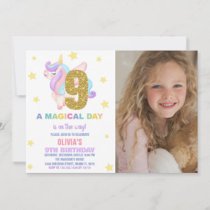 Star Rainbow Unicorn Anniversaire Invitations avec