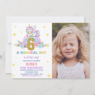 Star Rainbow Unicorn Anniversaire Invitations avec
