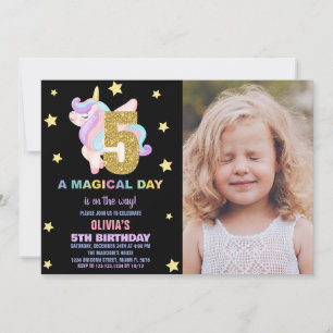 Star Rainbow Unicorn Anniversaire Invitations avec