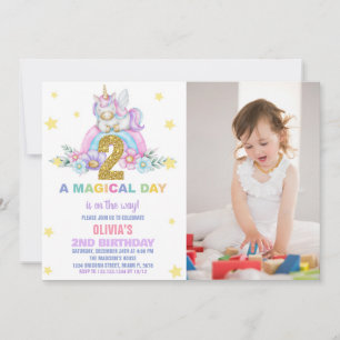 Star Rainbow Unicorn Anniversaire Invitations avec