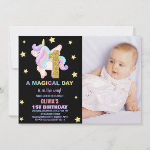 Star Rainbow Unicorn Anniversaire Invitations avec