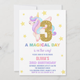 Star Rainbow Unicorn Invitations Anniversaire Vol