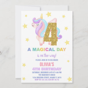 Star Rainbow Unicorn Invitations Anniversaire Vol