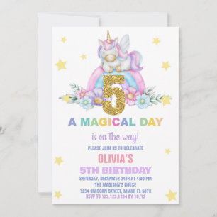 Star Rainbow Unicorn Invitations Anniversaire Vol