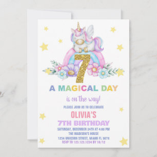Star Rainbow Unicorn Invitations Anniversaire Vol