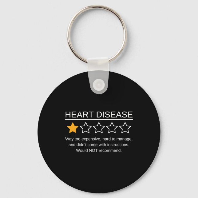 Star Rating Heart Attack Funny Heart Disease Aware Keychain (Front)