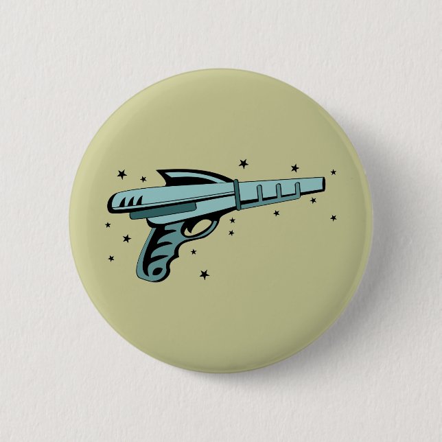 Star Ray Gun Laser Pistol 2 Inch Round Button (Front)