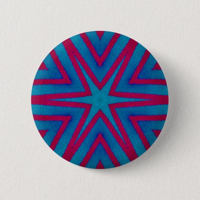 Star Red and Blue Geometric 2 Inch Round Button (Front)